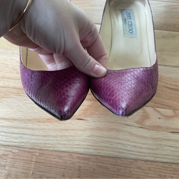 Jimmy Choo Purple Python Leather Snake Print Abel Pointed Toe Pumps EUC Sz 37.5 - Picture 6 of 12